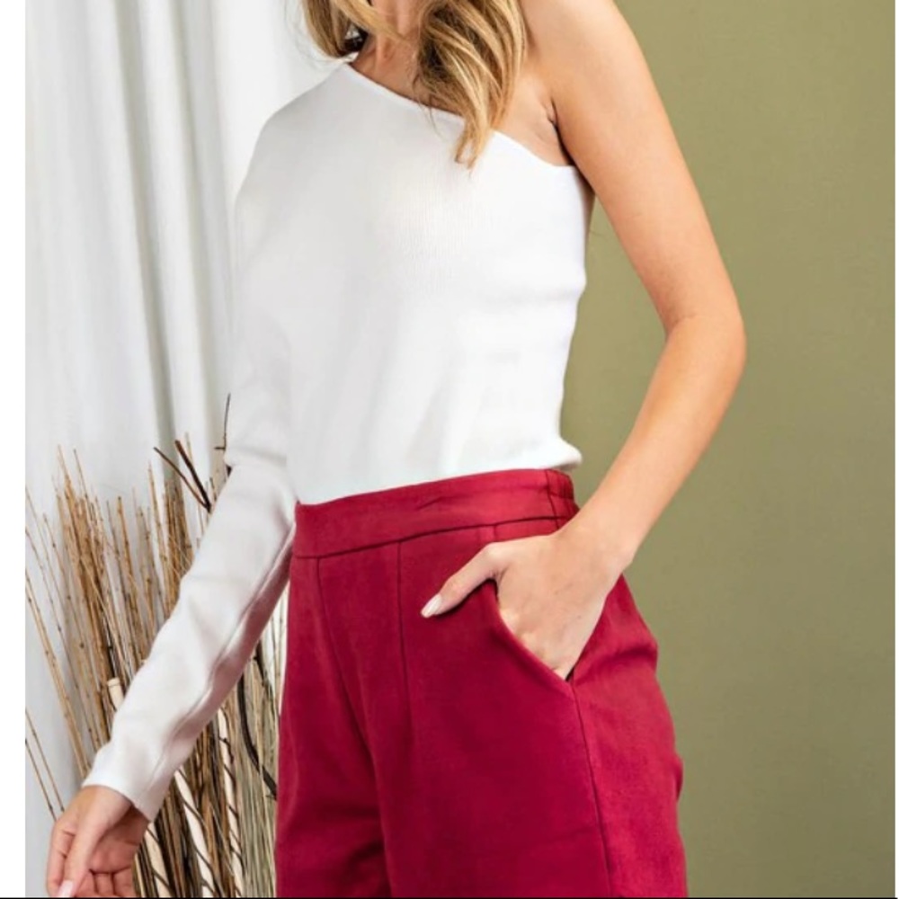 White One Shoulder Knit Top